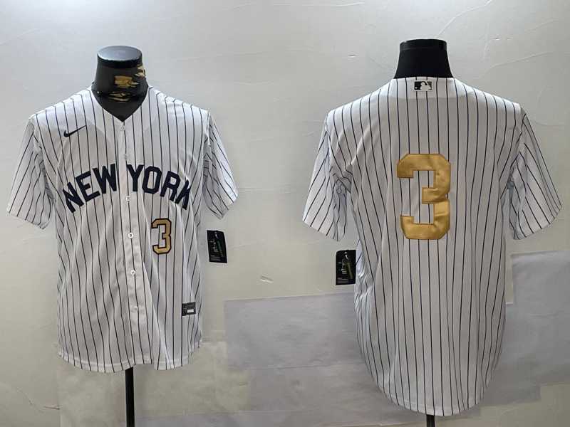 Men%27s New York Yankees #3 Babe Ruth White Pinstripe Without Name Fashion Cool Base Jerseys->new york yankees->MLB Jersey
